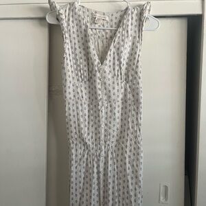 Monteau White and Blue Sleeveless Midi Dress